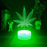 Lámpara de ilusión 3D con forma de hoja de marihuana, lámpara LED de noche con Sensor táctil para escritorio, dormitorio, mesita de noche, luz de hoja de hierba, decoración Linda para habitación. OmniShop-COL